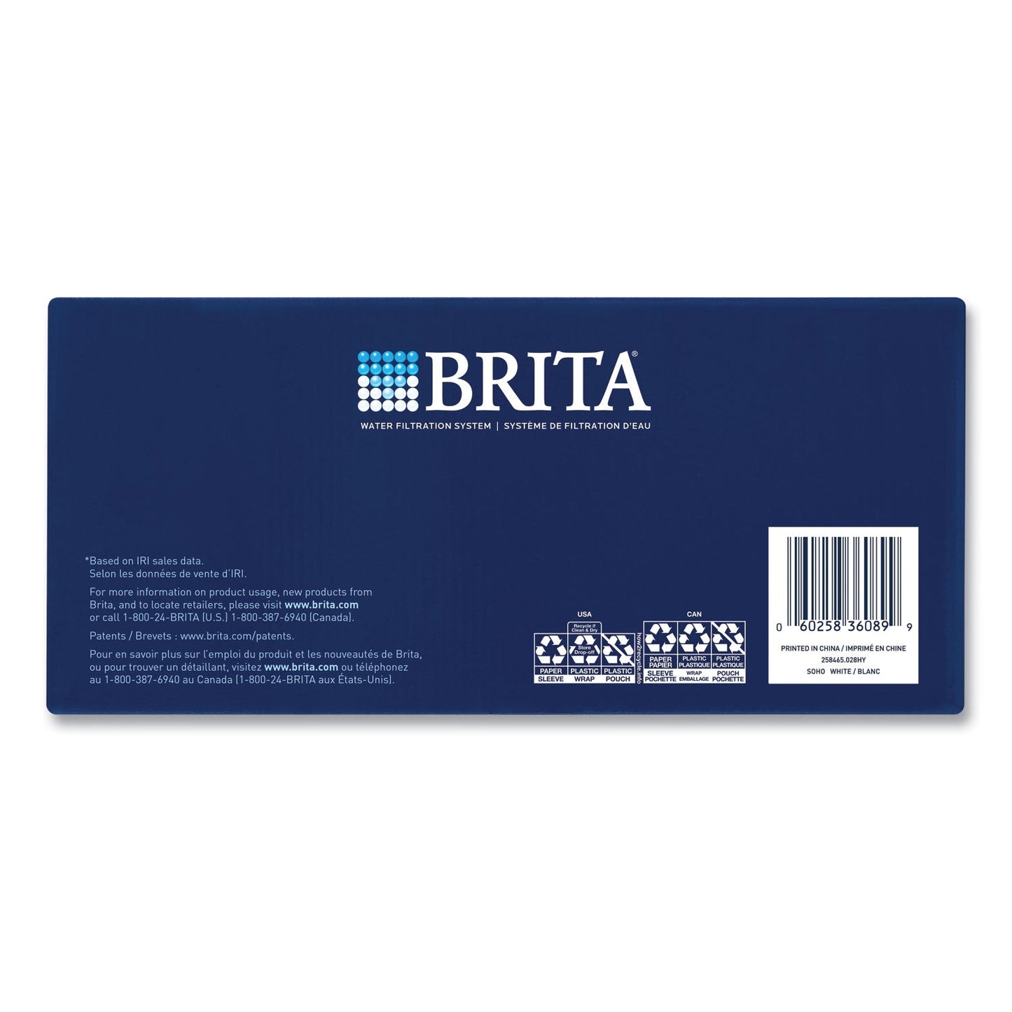 Brita Classic Water Filter Pitcher, 40 oz, 5 Cups, Clear, 2/Carton