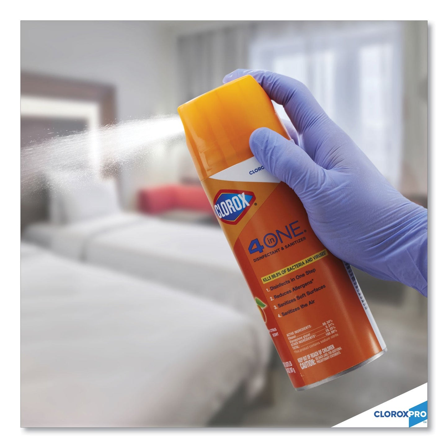 Clorox 4-in-One Disinfectant and Sanitizer, Citrus, 14 oz Aerosol Spray