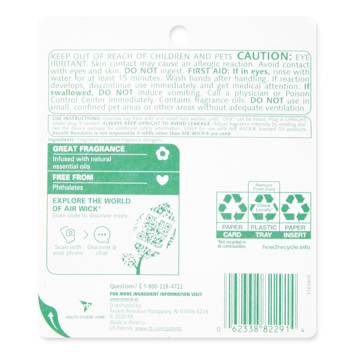 Air Wick Scented Oil Twin Refill, Fresh Linen, 0.67 oz, 2/Pack, 6/Carton
