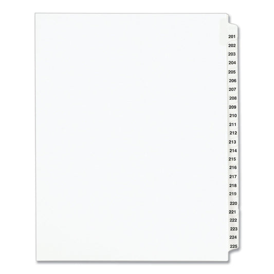 Avery Preprinted Legal Exhibit Side Tab Index Dividers, Avery Style, 25-Tab, 201 to 225, 11 x 8.5, White, 1 Set, (1338)