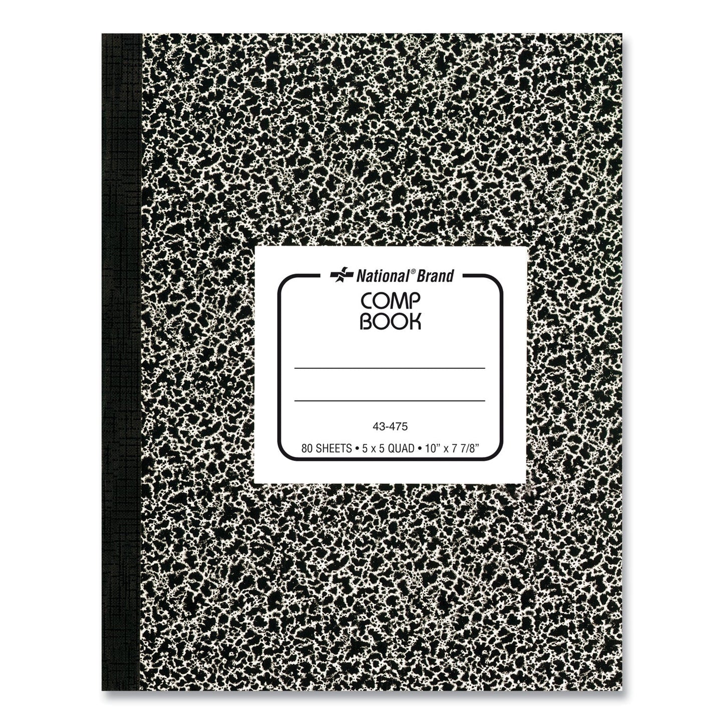National Composition Book, Quadrille Rule, Black Marble Cover, 10 x 7.88, 80 Sheets