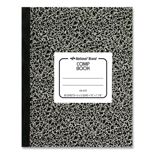 National Composition Book, Quadrille Rule, Black Marble Cover, 10 x 7.88, 80 Sheets