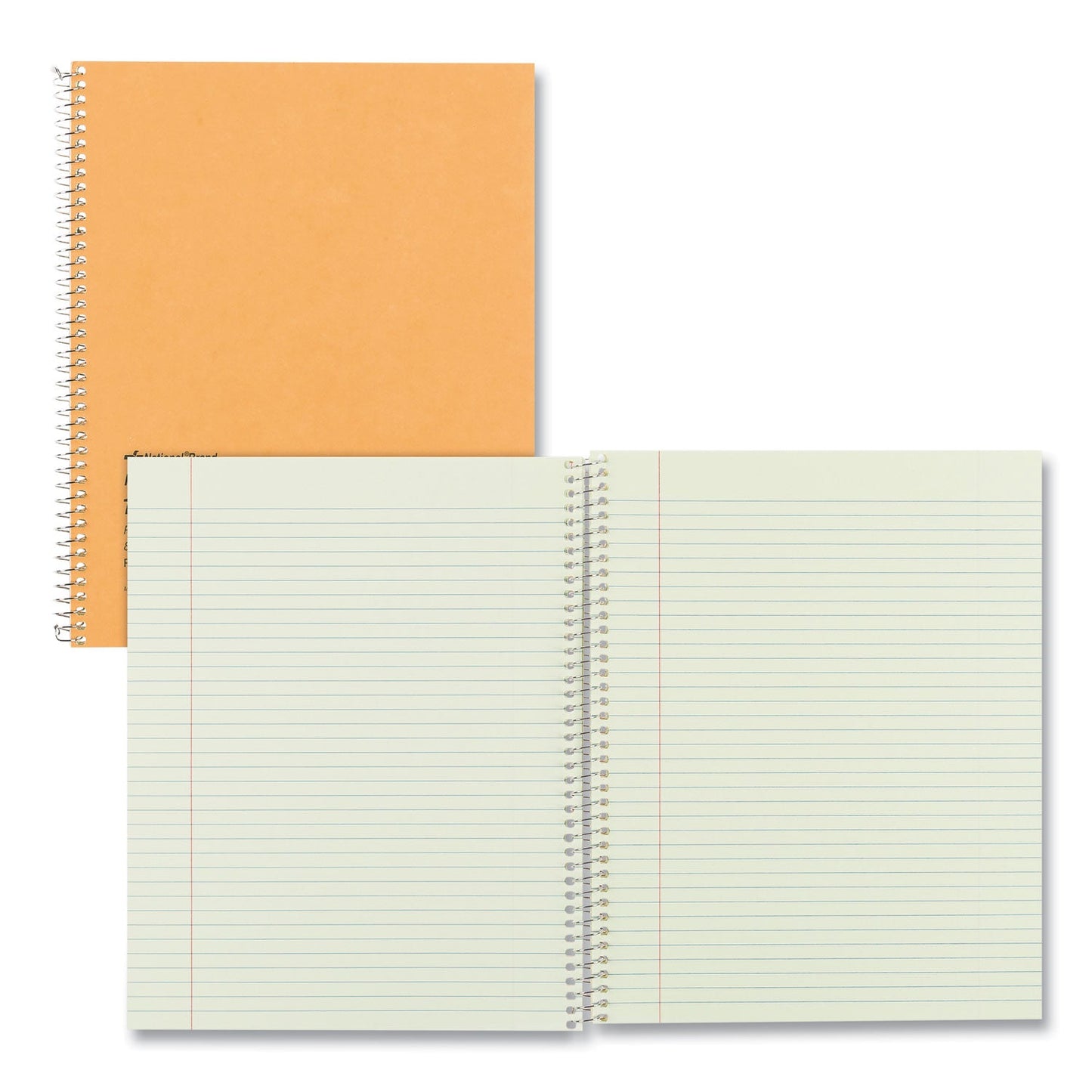 National Single-Subject Wirebound Notebooks, 1 Subject, Narrow Rule, Brown Cover, 10 x 8, 80 Eye-Ease Green Sheets