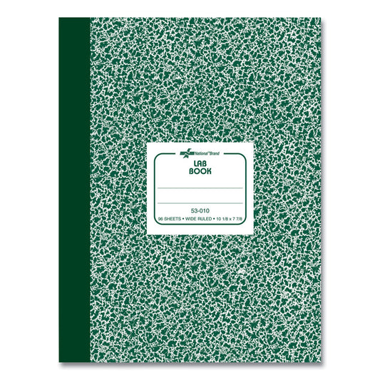 National Lab Notebook, Wide/Legal Rule, Green Marble Cover, 10.13 x 7.88, 96 Sheets