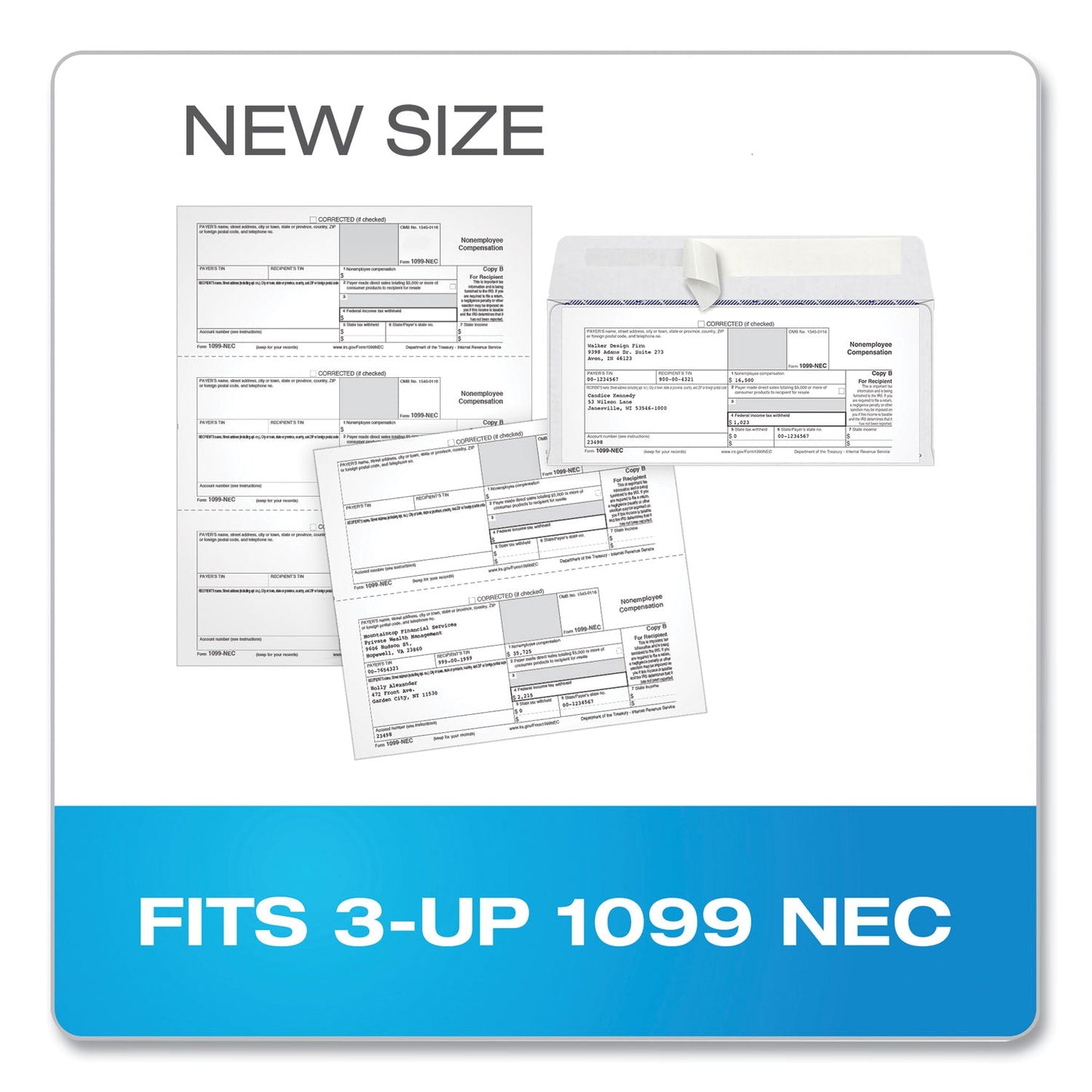 TOPS 1099 Double Window Envelope, Commercial Flap, Self-Adhesive Closure, 3.75 x 8.75, White, 24/Pack