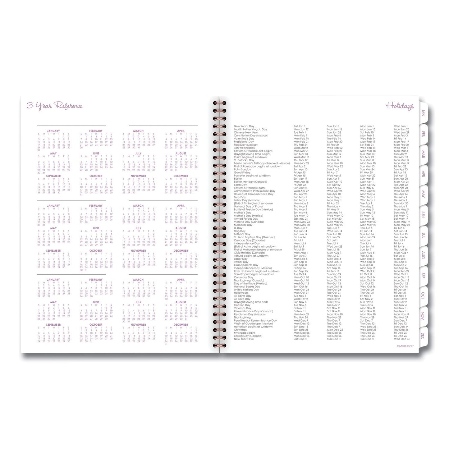 Cambridge Mina Weekly/Monthly Planner, Main Floral Artwork, 11 x 8.5, White/Violet/Peach Cover, 12-Month (Jan to Dec): 2023