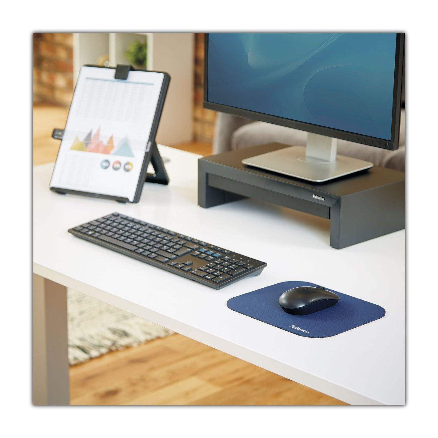 Fellowes Polyester Mouse Pad, 9 x 8, Blue
