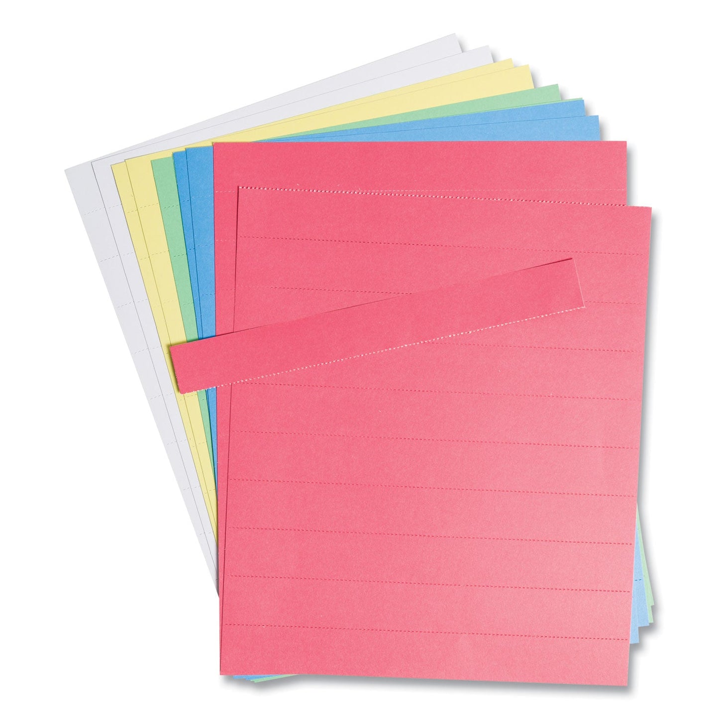 U Brands Data Card Replacement Sheet, 8.5 x 11 Sheets, Perforated at 1", Assorted, 10/Pack