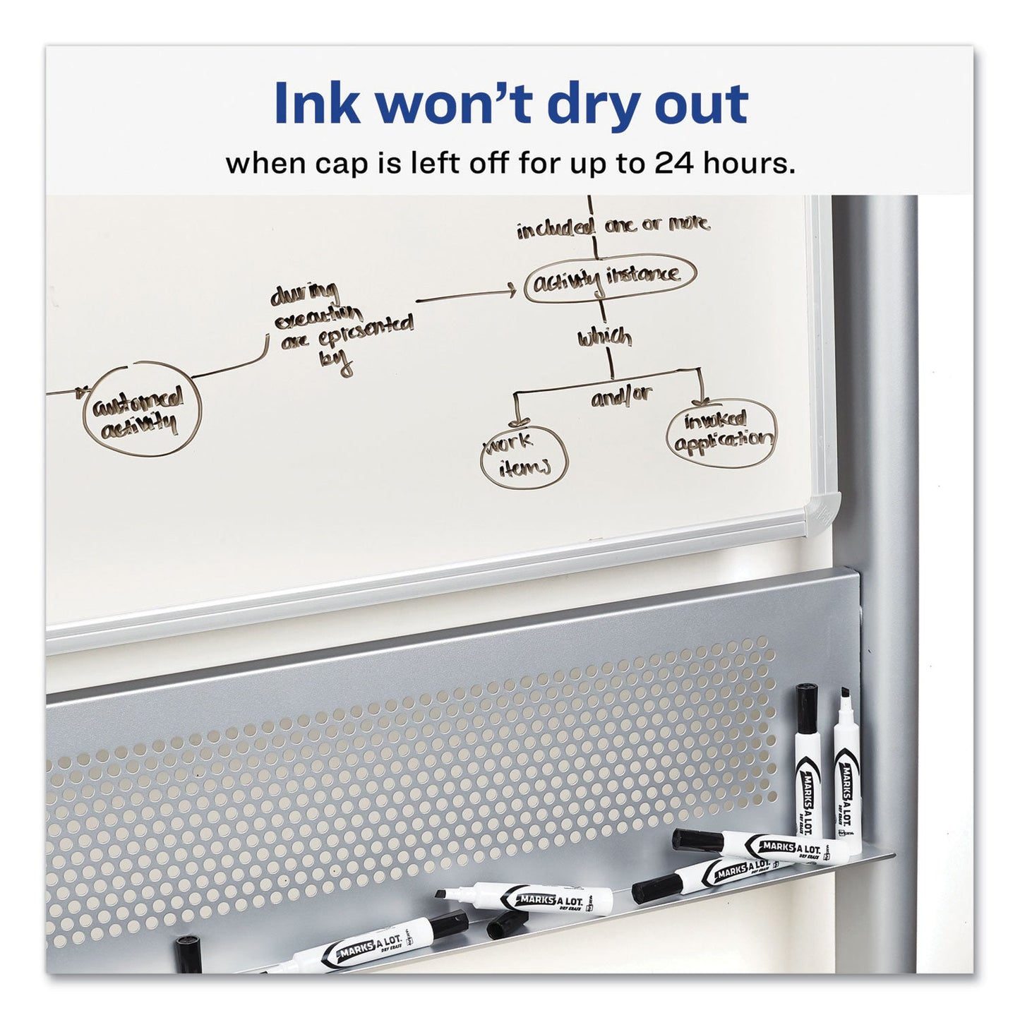 Avery MARKS A LOT Desk-Style Dry Erase Marker, Broad Chisel Tip, Black, Dozen (24408)