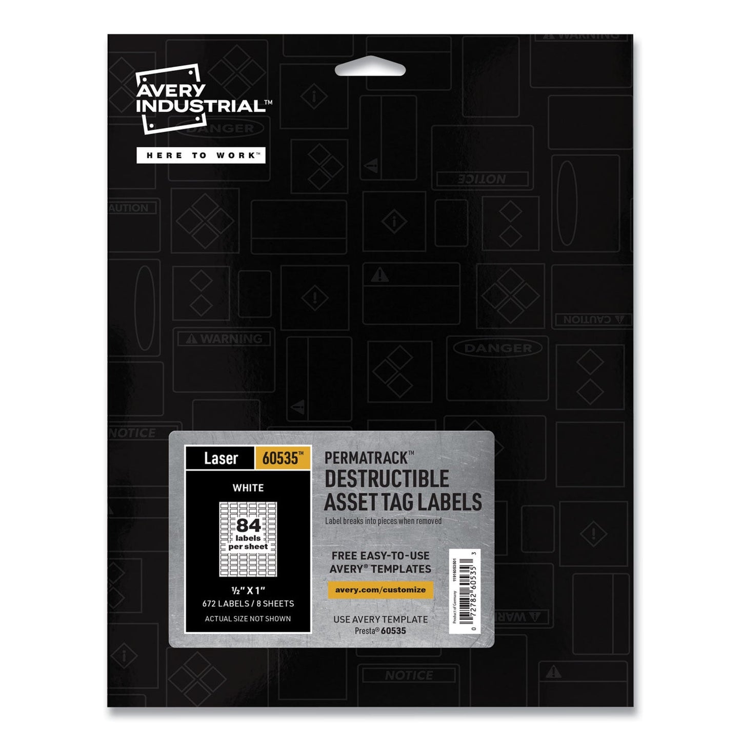 Avery PermaTrack Destructible Asset Tag Labels, Laser Printers, 0.5 x 1, White, 84/Sheet, 8 Sheets/Pack