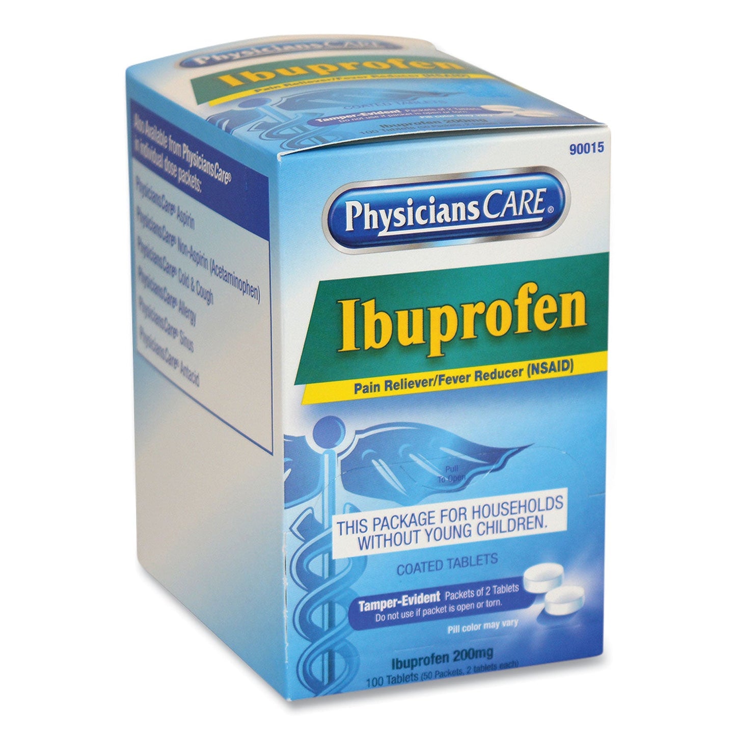 PhysiciansCare Ibuprofen Medication, Two-Pack, 50 Packs/Box