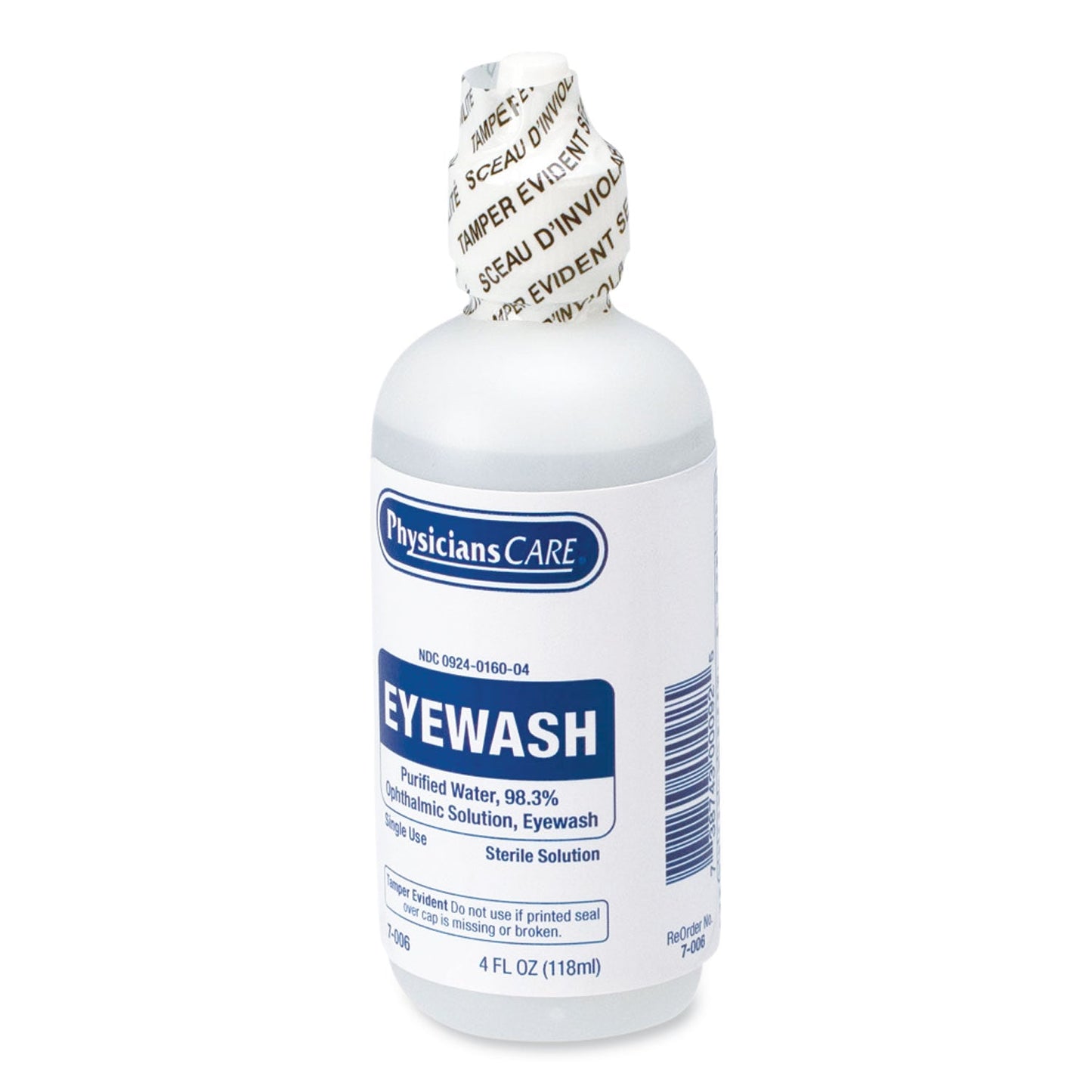 PhysiciansCare First Aid Refill Components Disposable Eye Wash, 4 oz Bottle