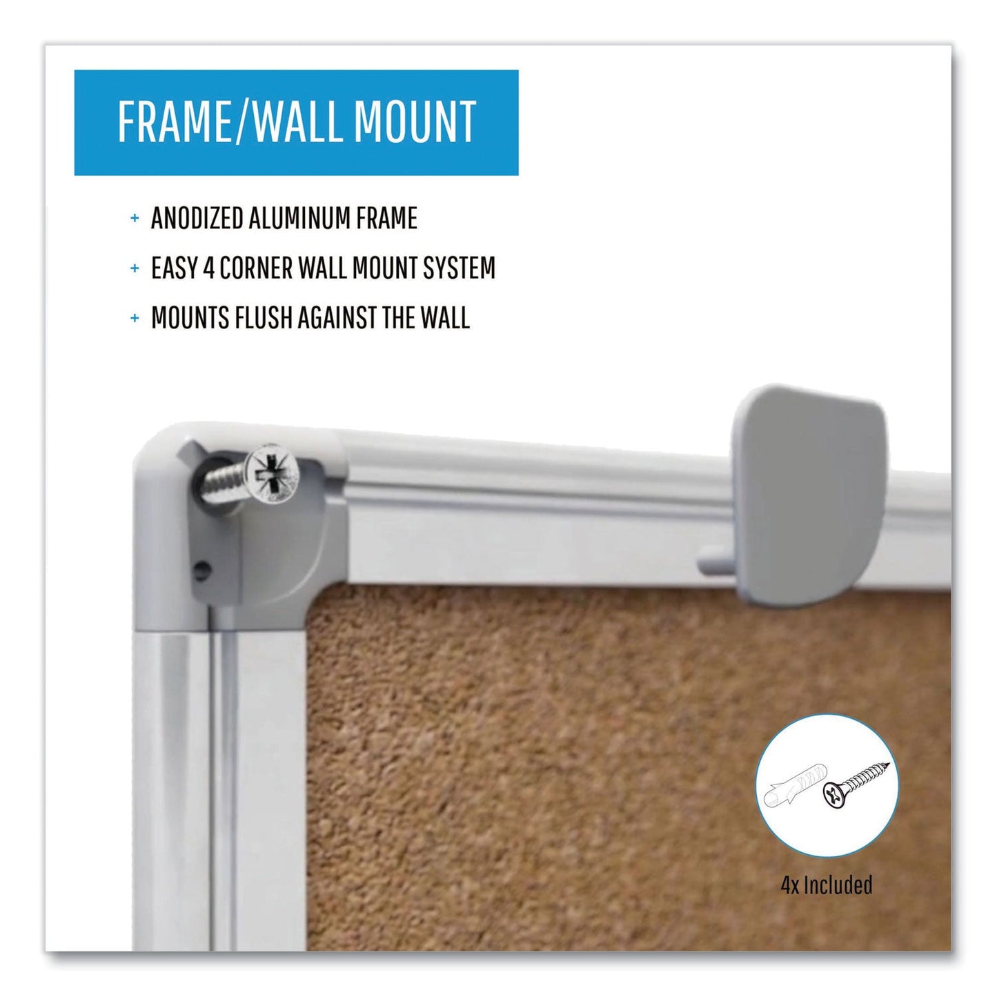 MasterVision Earth Cork Board, 36 x 48, Aluminum Frame