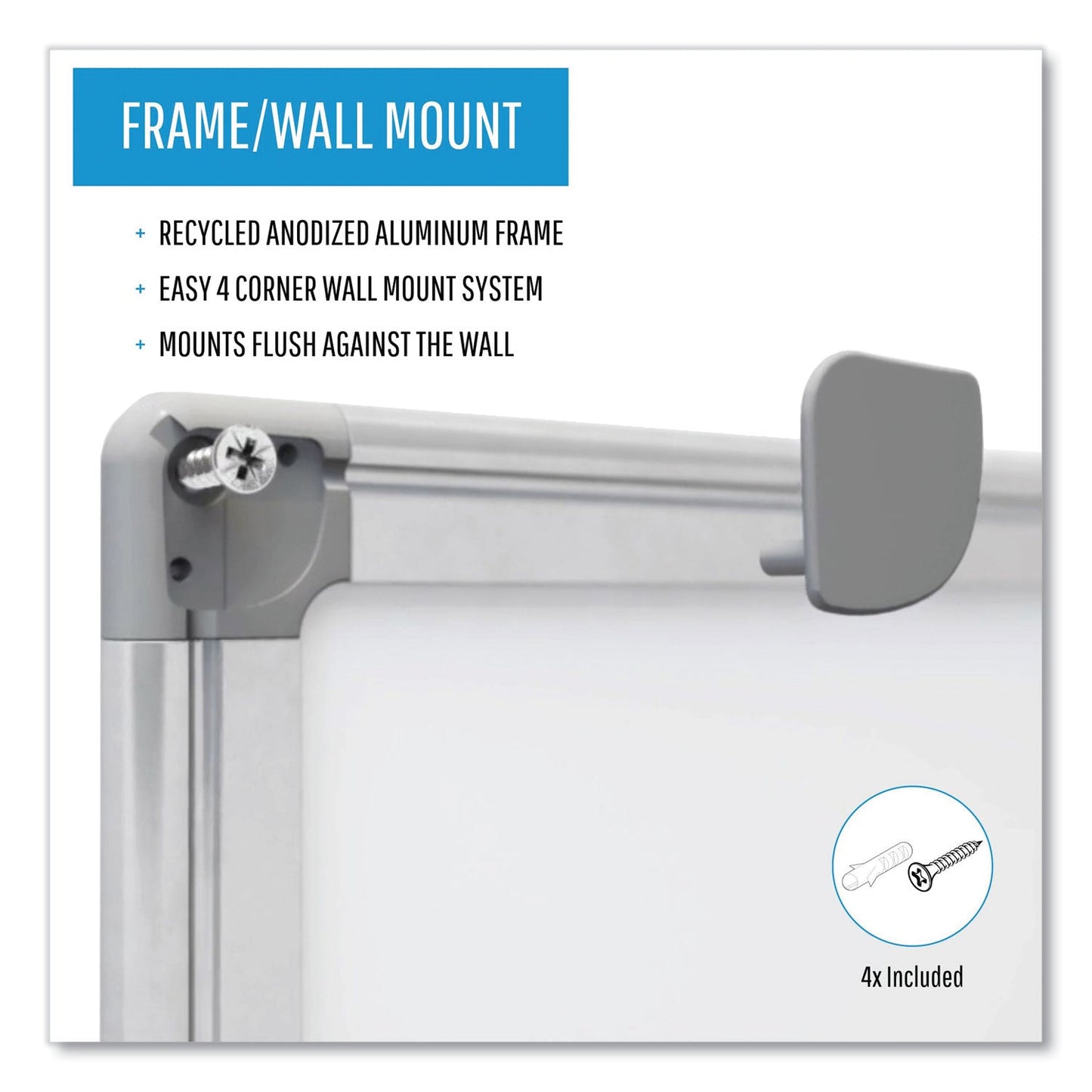 MasterVision Earth Silver Easy Clean Dry Erase Boards, 48 x 96, White, Aluminum Frame