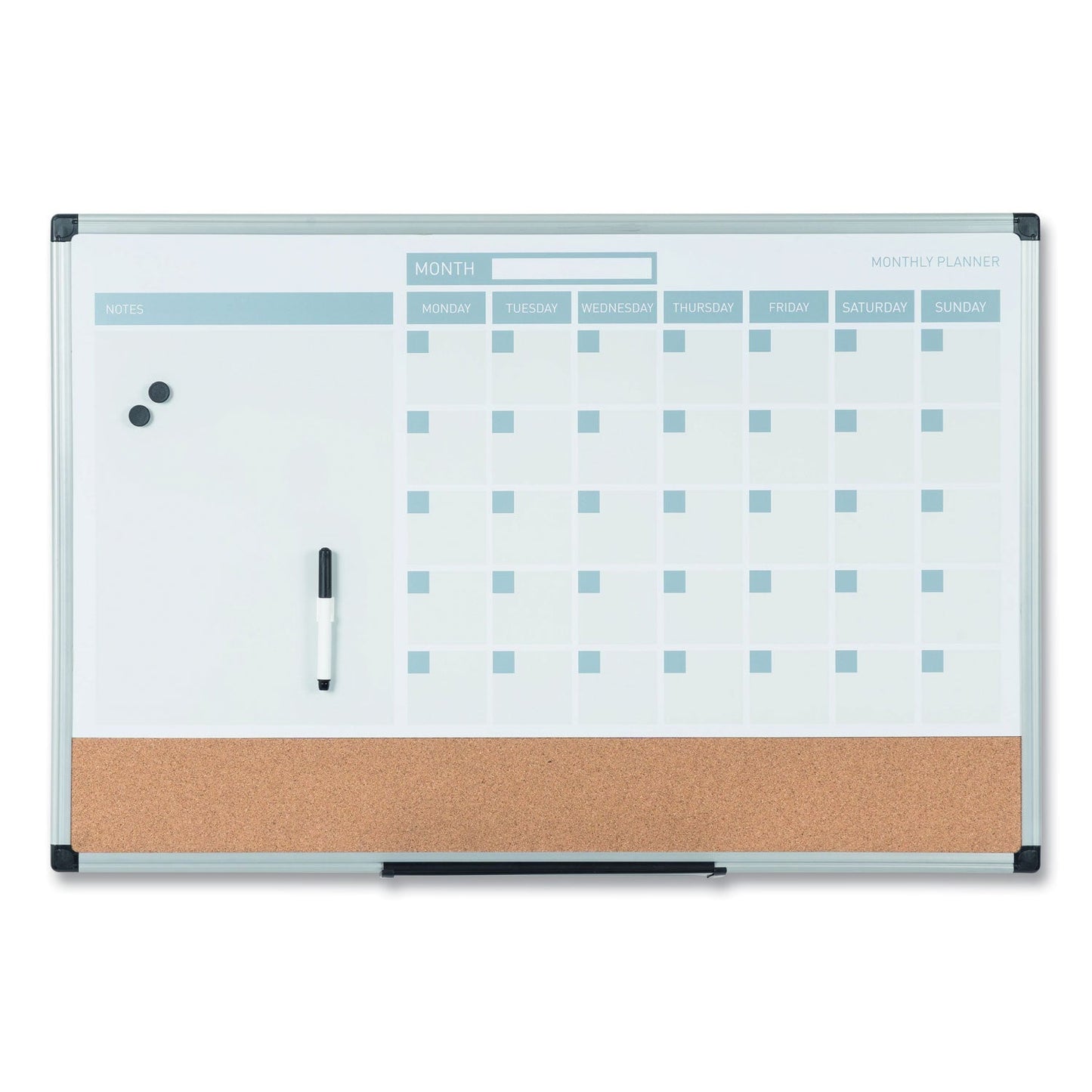MasterVision 3-in-1 Calendar Planner Dry Erase Board, 24 x 18, Aluminum Frame