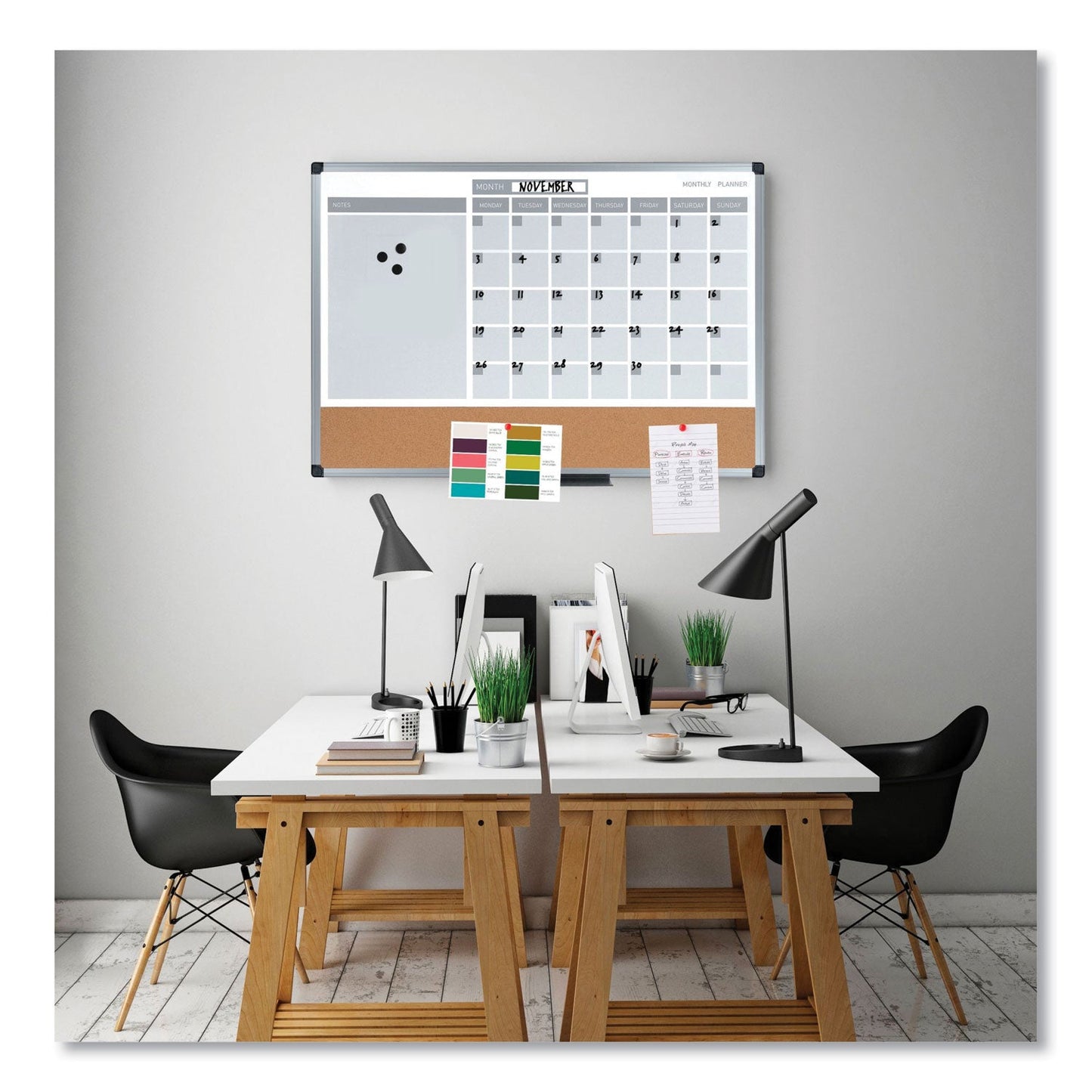 MasterVision 3-in-1 Calendar Planner Dry Erase Board, 24 x 18, Aluminum Frame