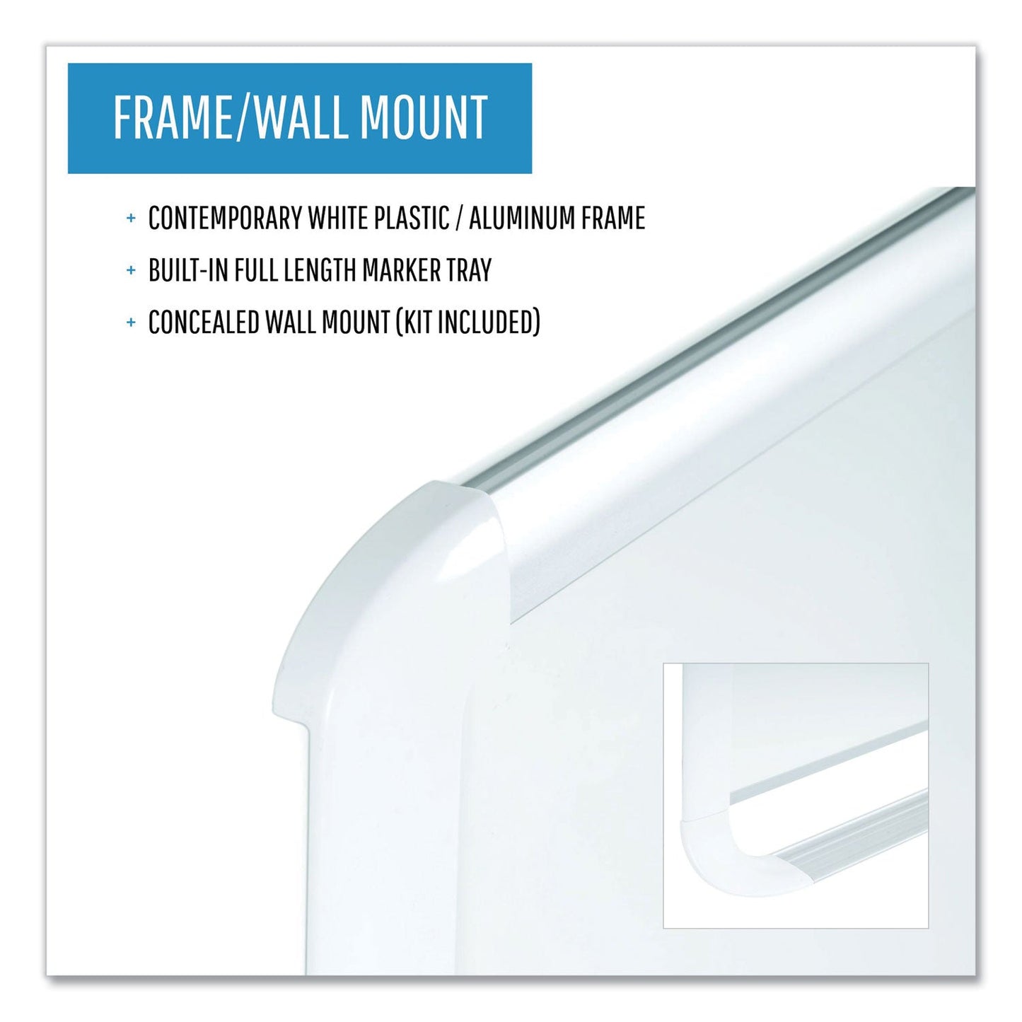 MasterVision Lacquered steel magnetic dry erase board, 36 x 48, Silver/White
