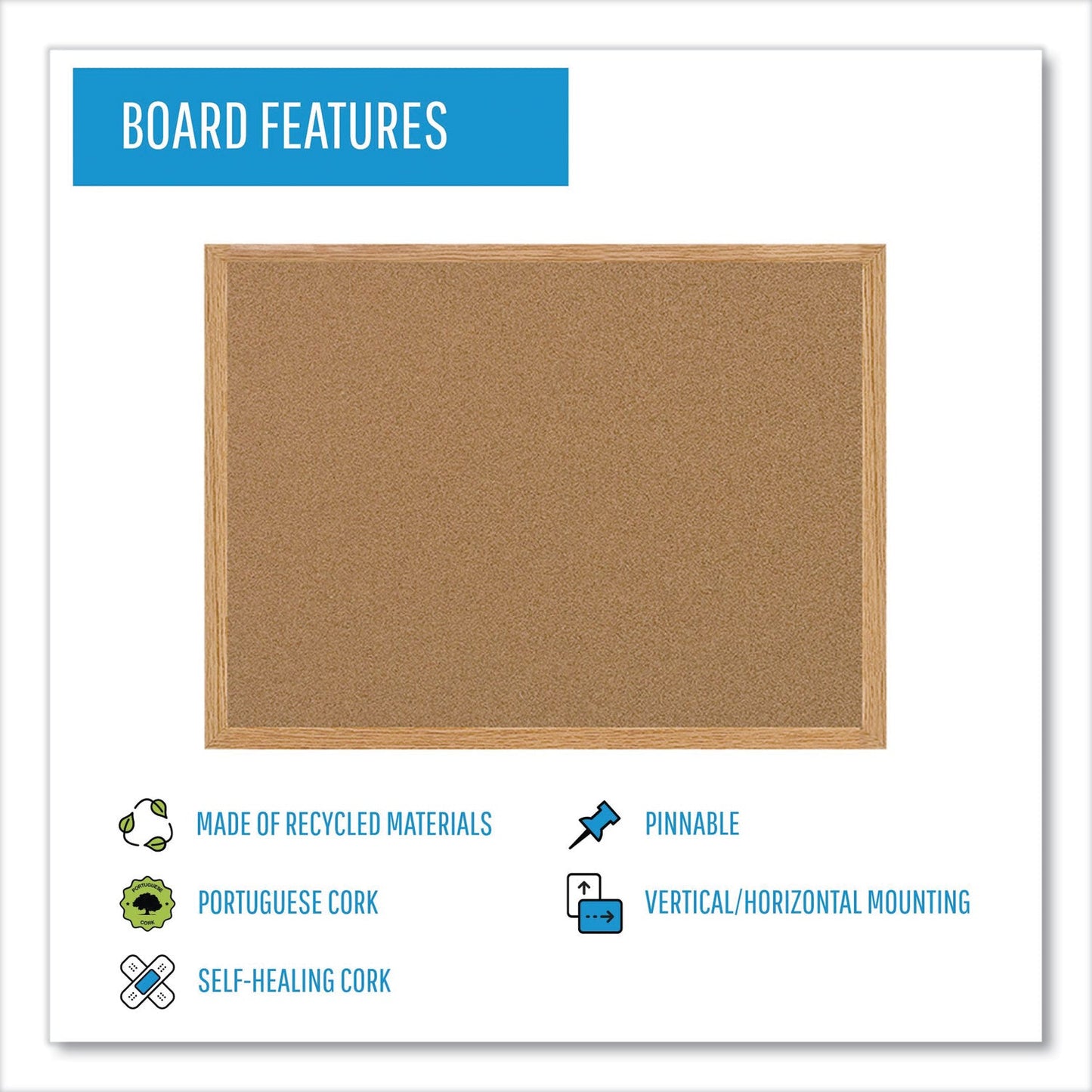 MasterVision Earth Cork Board, 48 x 72, Wood Frame