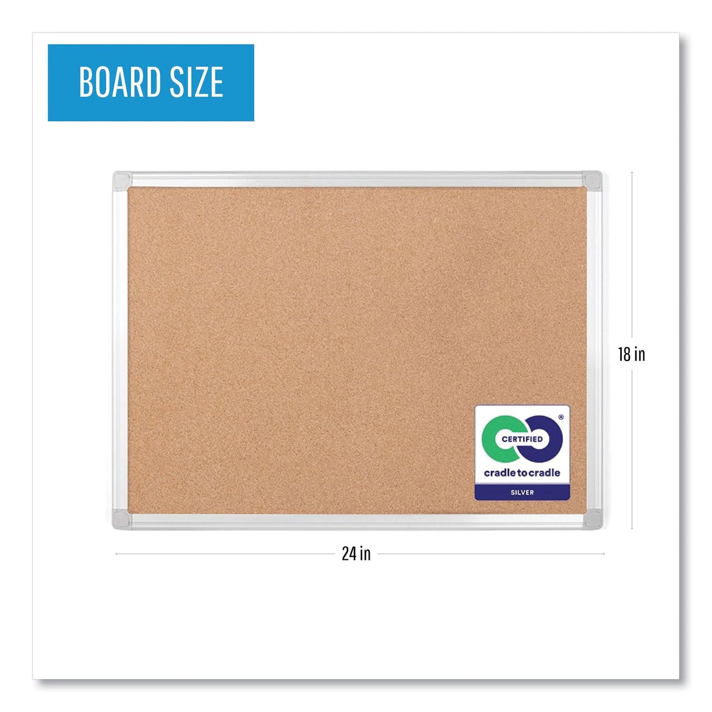 MasterVision Earth Cork Board, 18x24, Aluminum Frame
