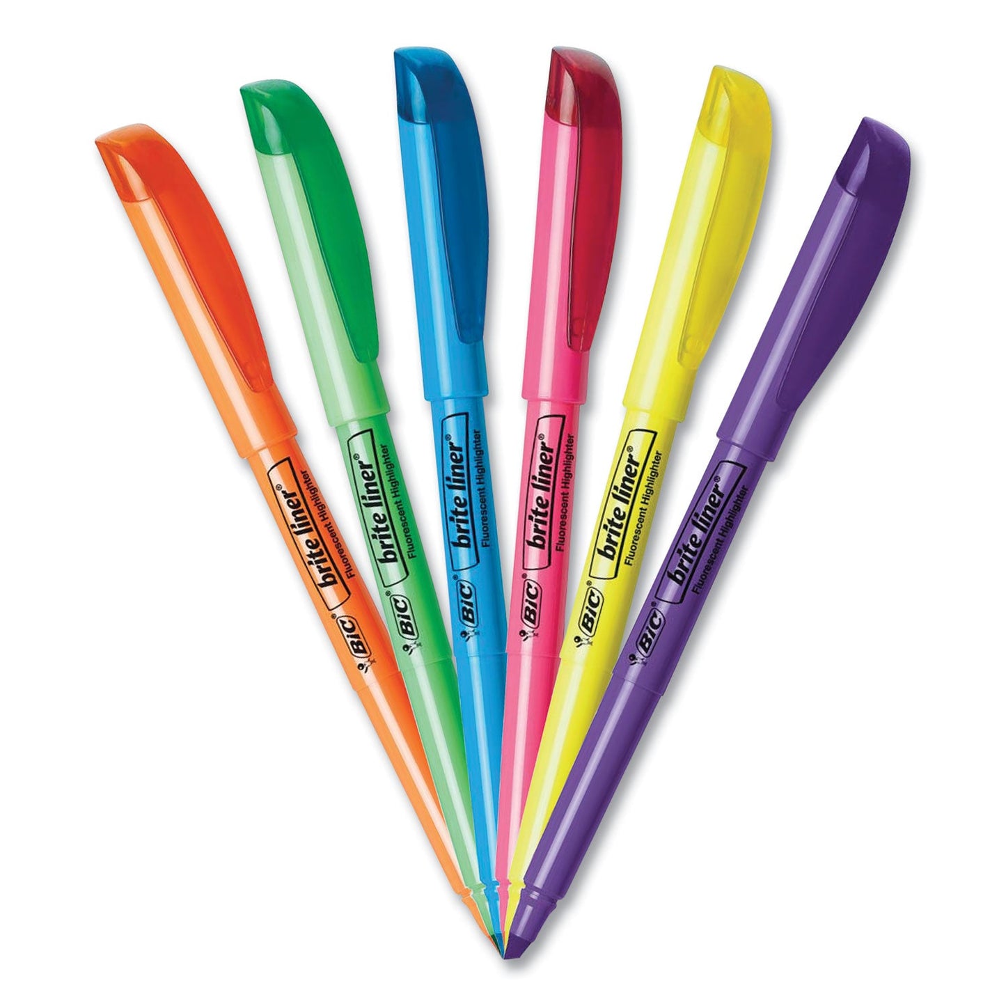 BIC Brite Liner Highlighter, Fluorescent Yellow Ink, Chisel Tip, Yellow/Black Barrel, Dozen