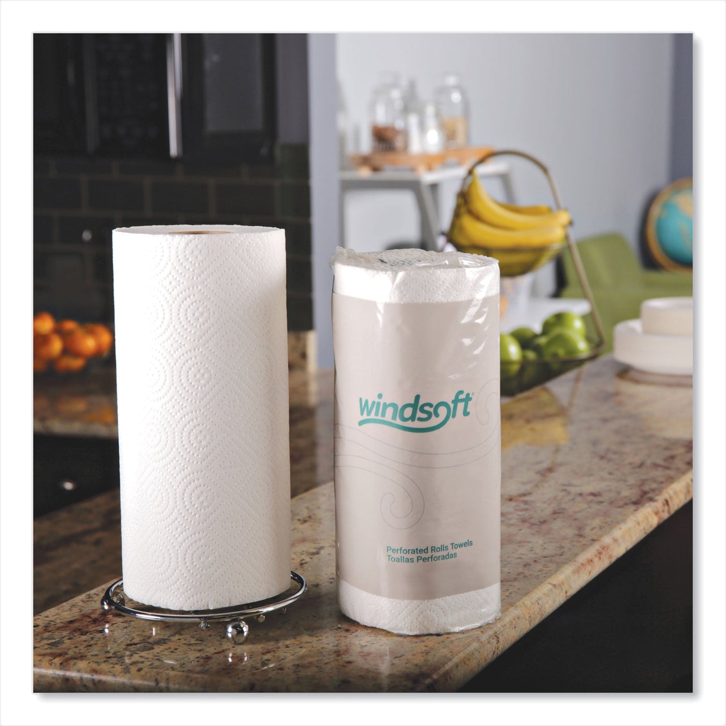 Windsoft Kitchen Roll Towels, 2-Ply, 11 x 8.8, White, 100/Roll