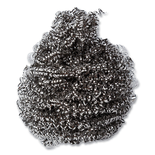 AmerCareRoyal Stainless Steel Sponge, Polybagged, 1.50 oz, Gray, 12/Pack, 12/Packs/Carton