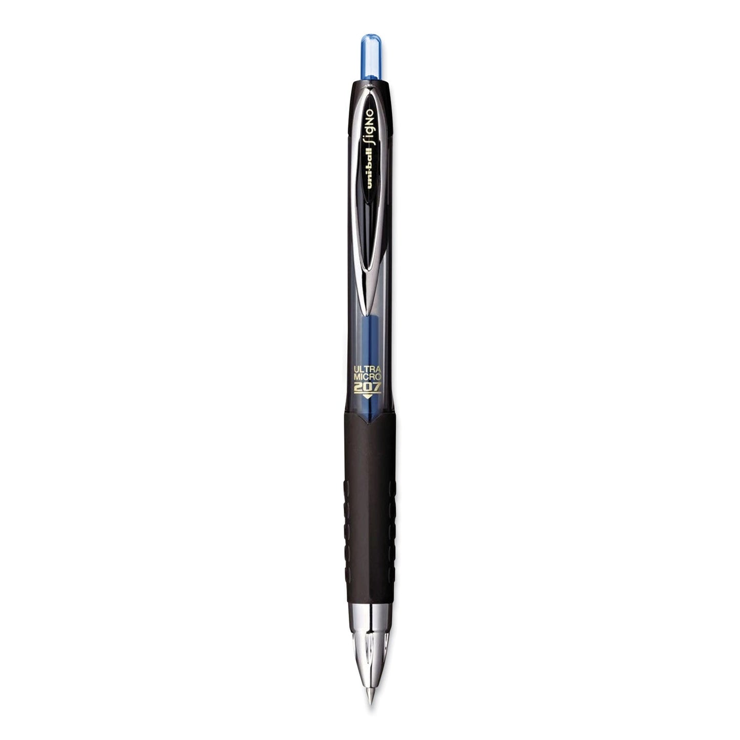 uniball 207 Signo Gel Ultra Micro Gel Pen, Retractable, Extra-Fine 0.38 mm, Blue Ink, Smoke Barrel