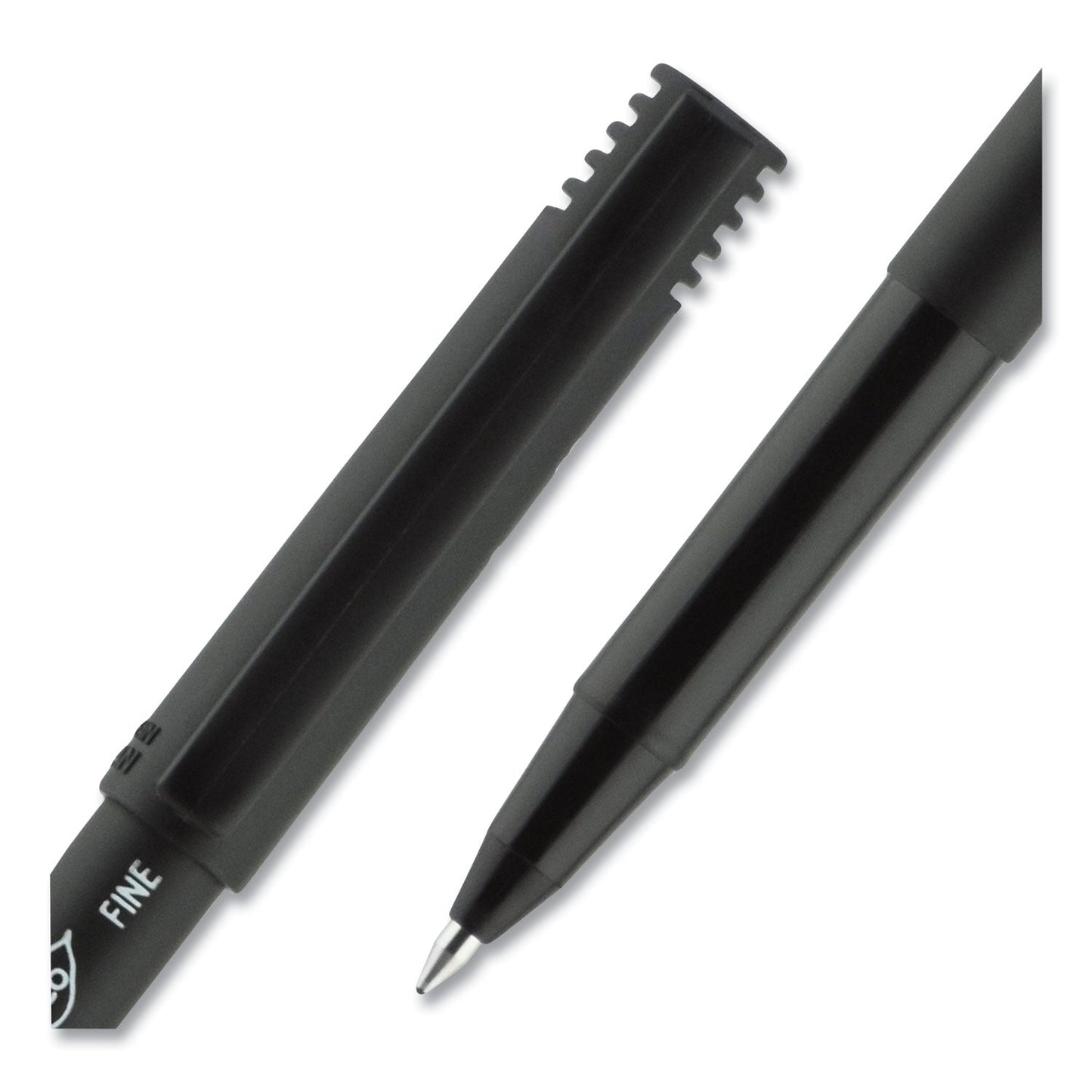 uniball ONYX Roller Ball Pen, Stick, Fine 0.7 mm, Black Ink, Black Matte Barrel, Dozen
