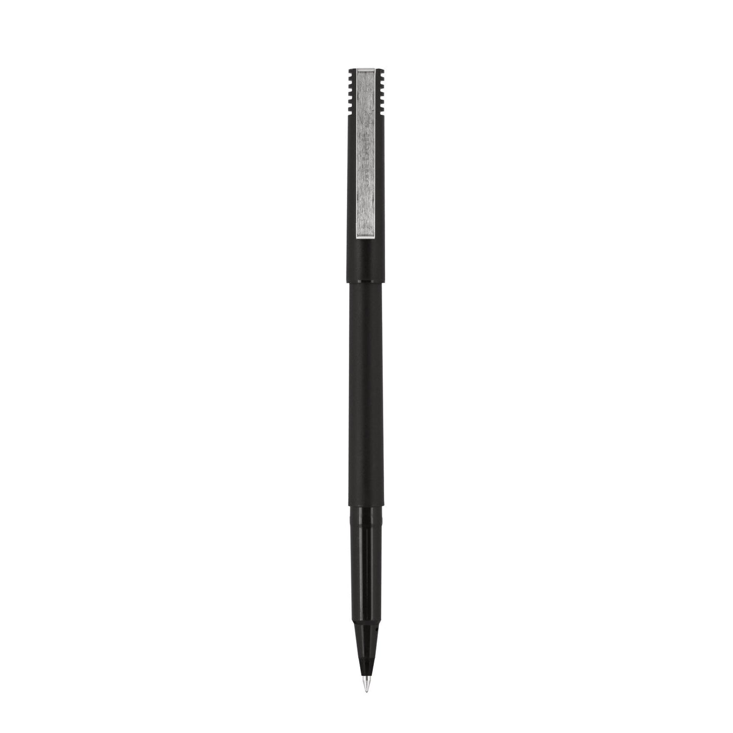 uniball Roller Ball Pen, Stick, Micro 0.5 mm, Black Ink, Black Matte Barrel, Dozen