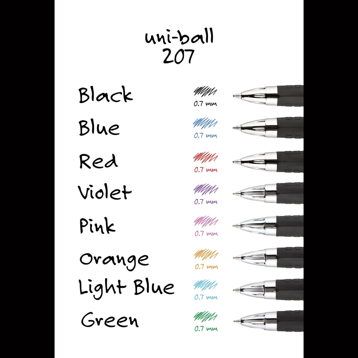 uniball Signo 207 Gel Pen, Retractable, Medium 0.7 mm, Black Ink, Translucent Black Barrel, 4/Pack