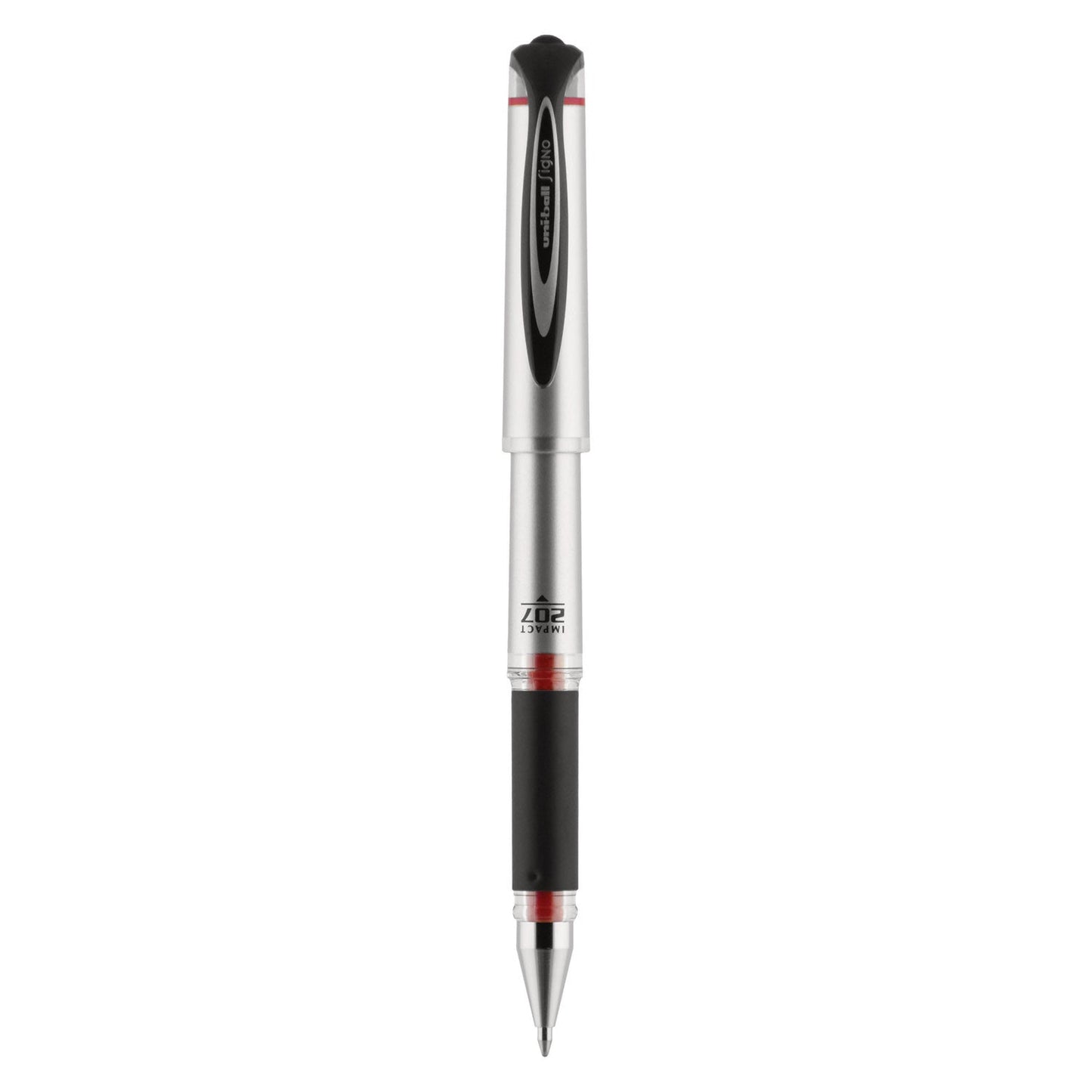 uniball 207 Impact Gel Pen, Stick, Bold 1 mm, Red Ink, Black Barrel
