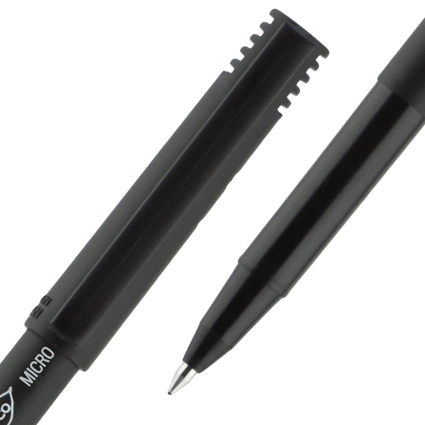 uniball ONYX Roller Ball Pen, Stick, Micro 0.5 mm, Black Ink, Black Matte Barrel, Dozen