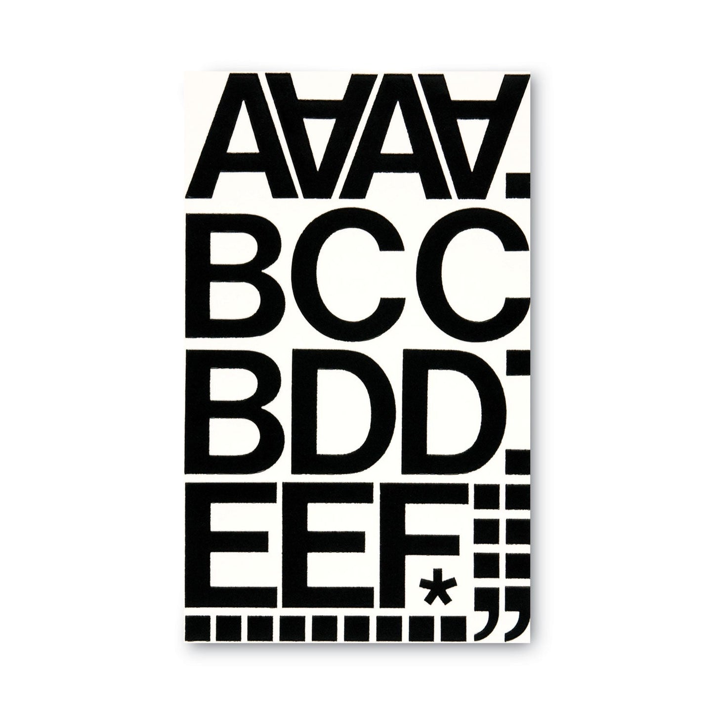 Chartpak Press-On Vinyl Letters and Numbers, Self Adhesive, Black, 2"h, 77/Pack
