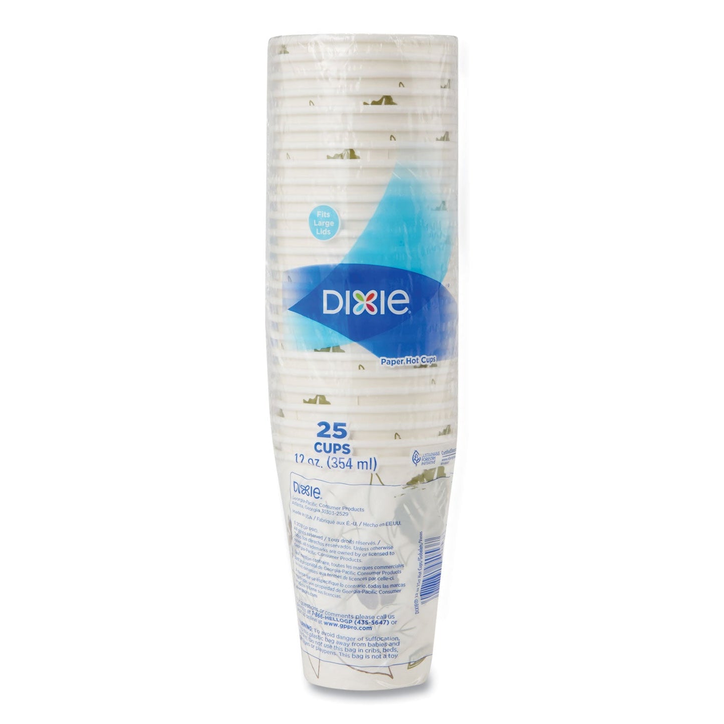 Dixie Pathways Paper Hot Cups, 12 oz, 25/Pack