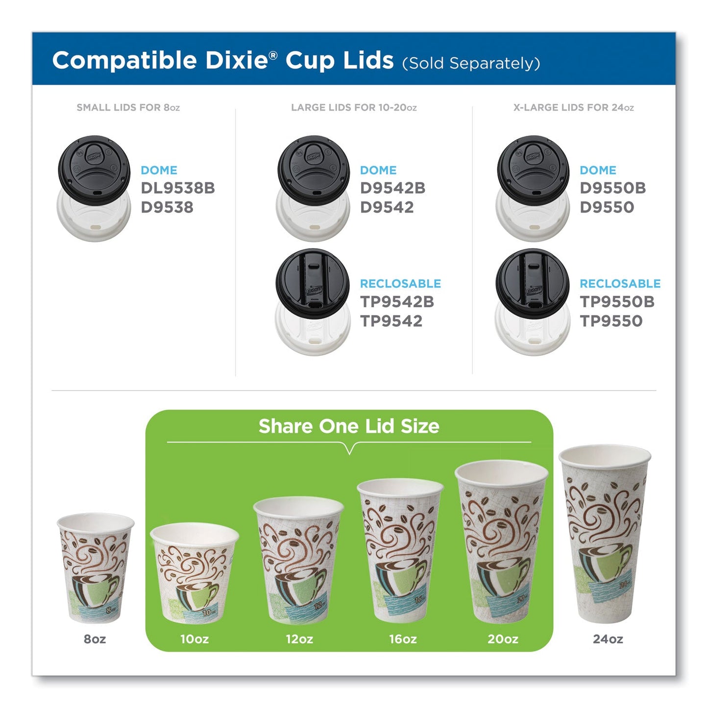 Dixie PerfecTouch Paper Hot Cups, 16 oz, Coffee Haze Design, 50/Pack