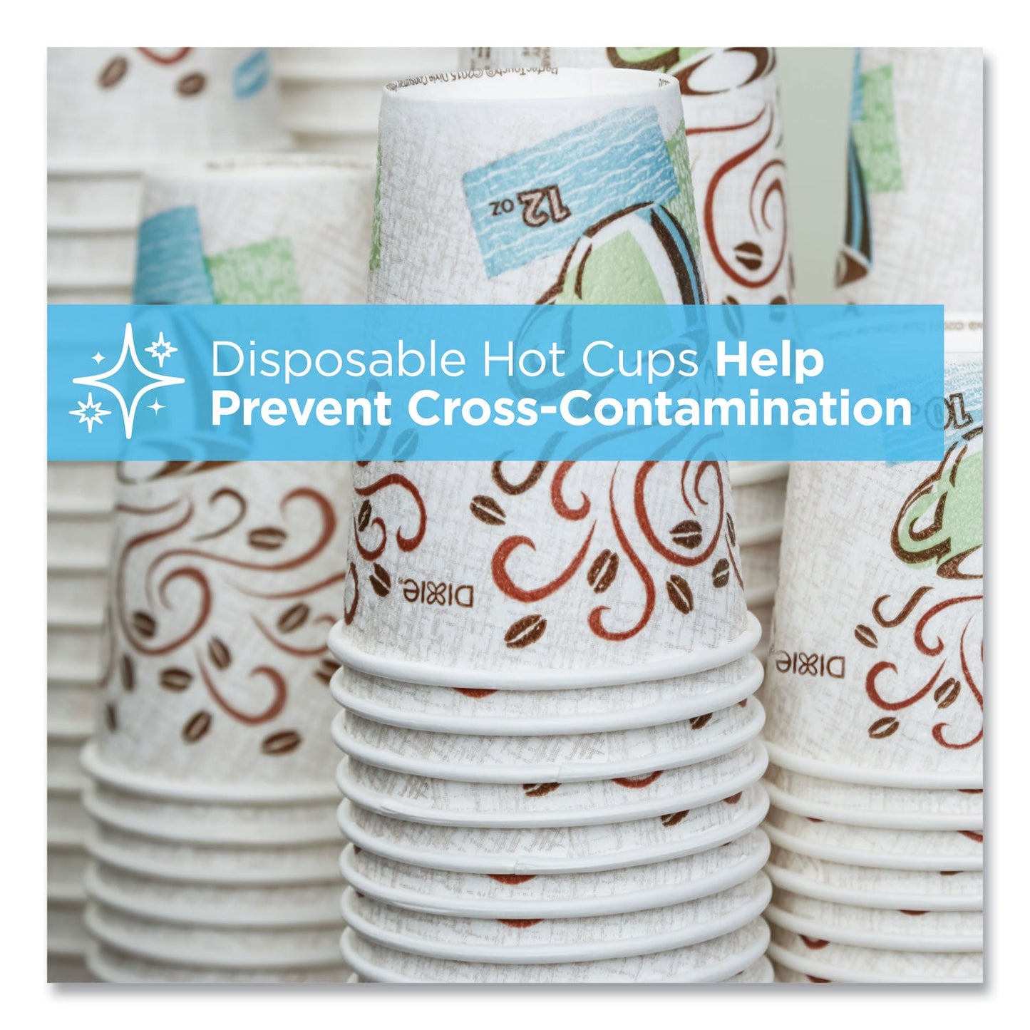 Dixie PerfecTouch Paper Hot Cups, 12 oz, Coffee Haze Design, 25 Sleeve, 20 Sleeves/Carton