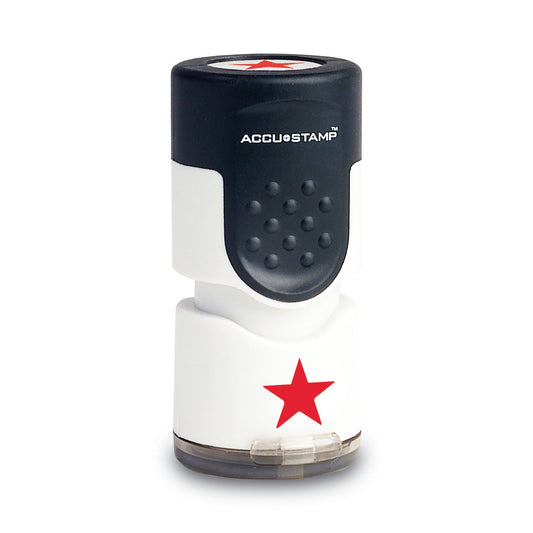 ACCUSTAMP Pre-Inked Round Stamp with Microban, Star, 0.63" dia, Red