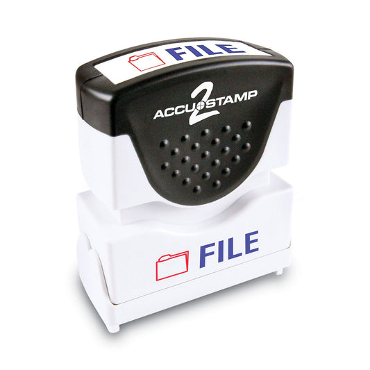 ACCUSTAMP2 Pre-Inked Shutter Stamp, Red/Blue, FILE, 1.63 x 0.5