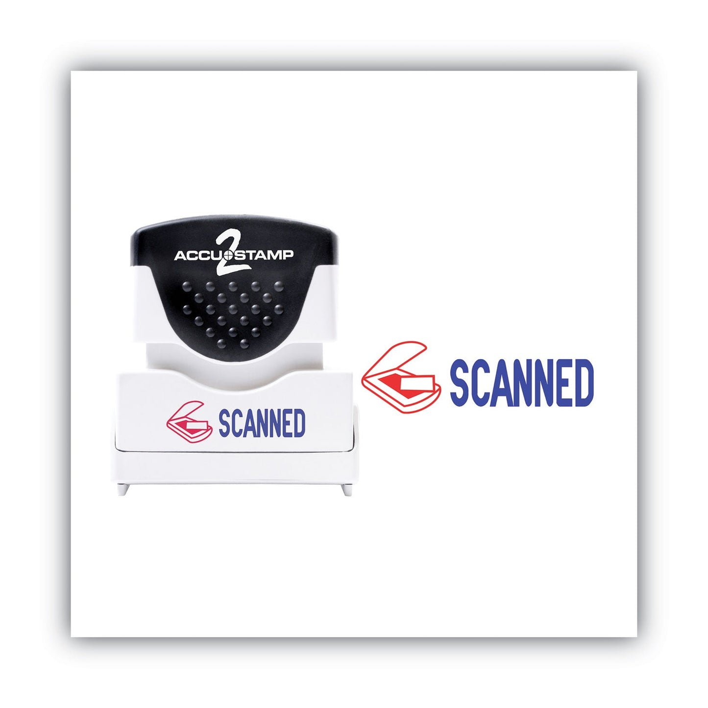 ACCUSTAMP2 Pre-Inked Shutter Stamp, Red/Blue, SCANNED, 1.63 x 0.5
