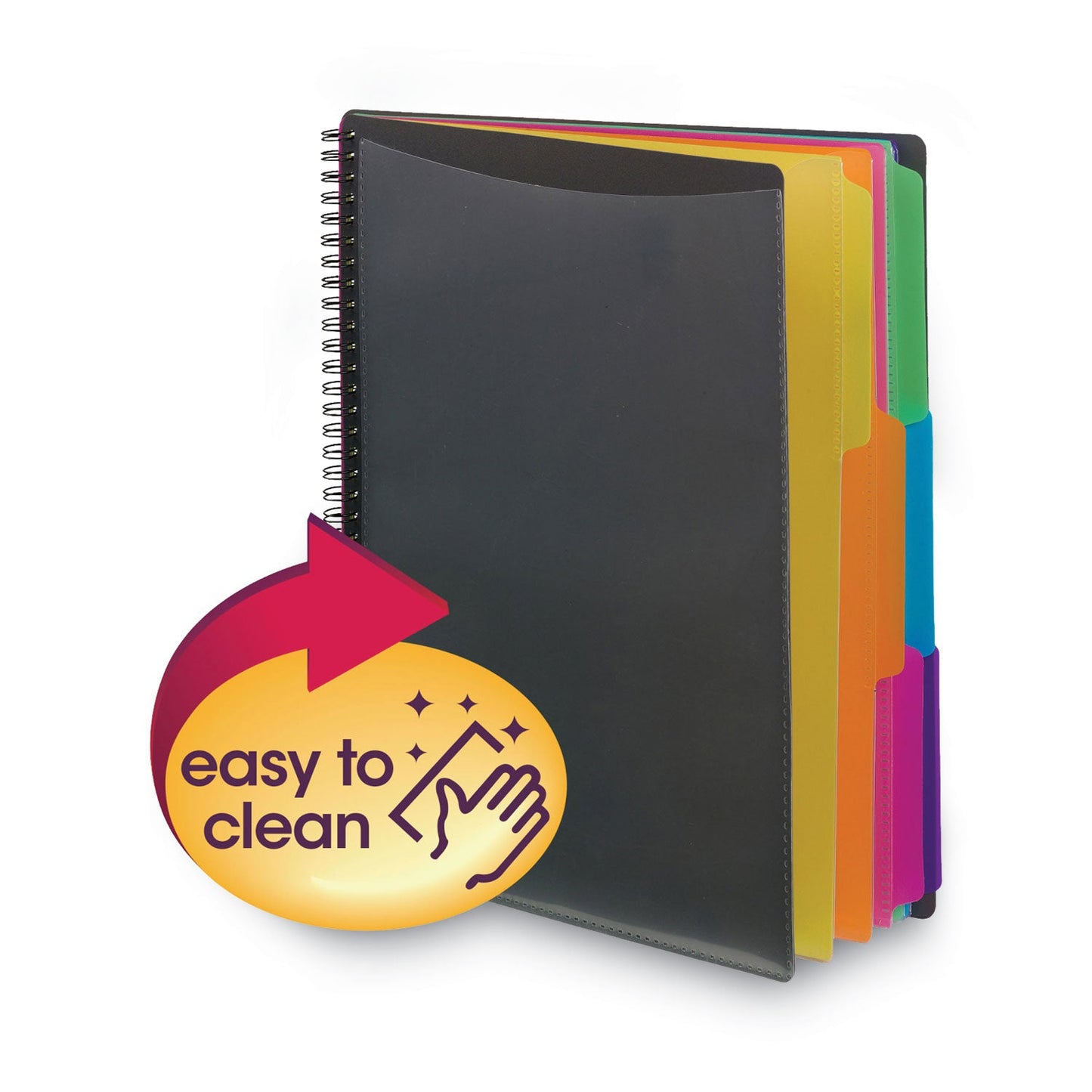 Smead Poly Project Organizer, 12 Letter-Size Sleeves, Gray with Bright Pockets