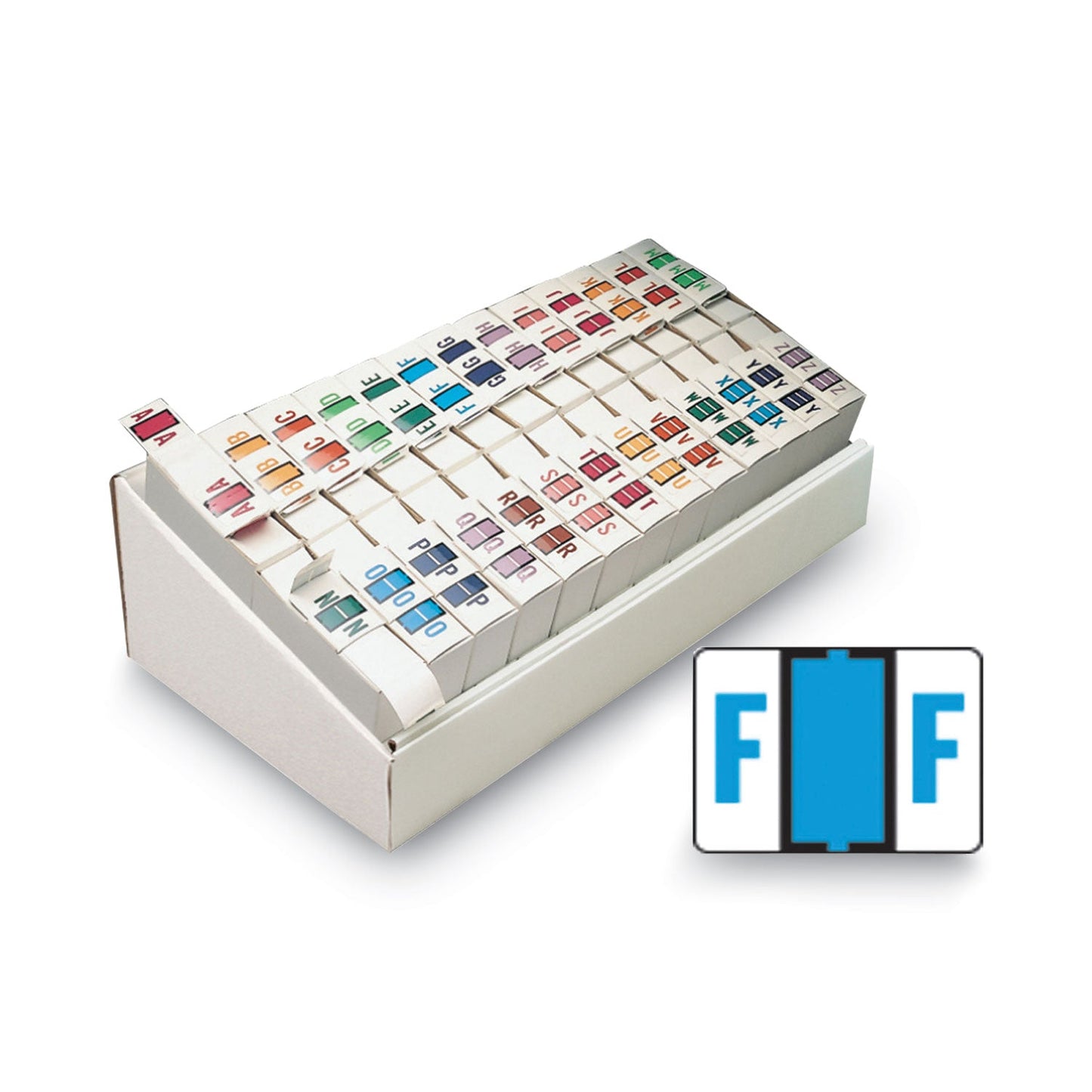 Smead A-Z Color-Coded End Tab Filing Labels, A-Z, 1 x 1.25, White, 500/Roll, 26 Rolls/Box