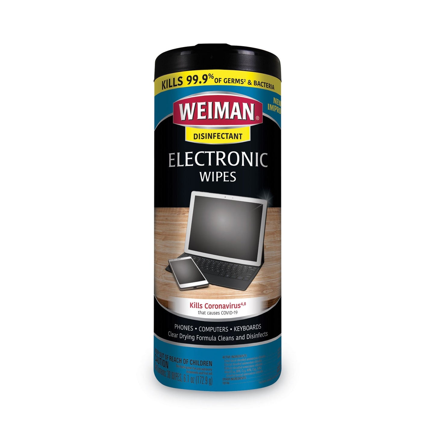 WEIMAN E-tronic Wipes, 7 x 8, White, 30/Canister