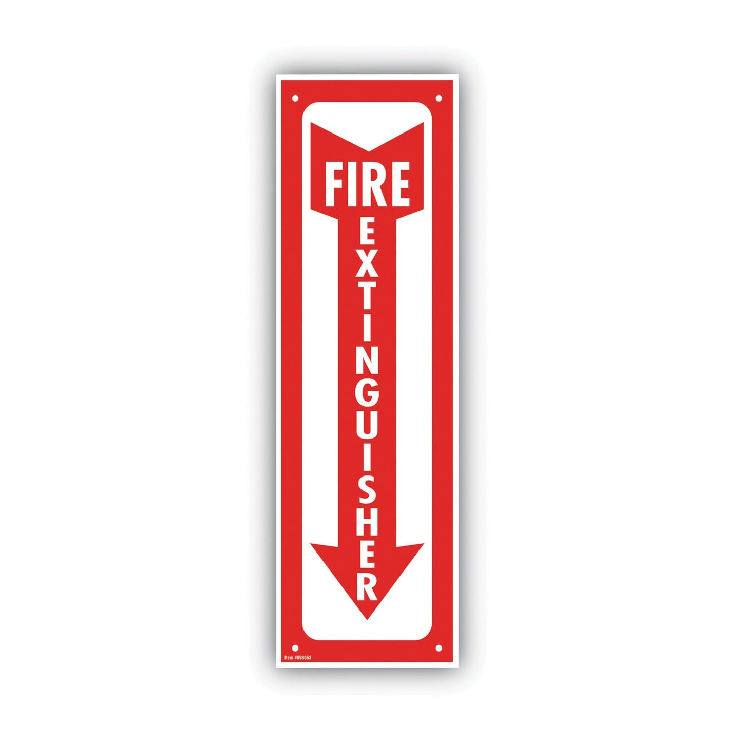 COSCO Glow-In-The-Dark Safety Sign, Fire Extinguisher, 4 x 13, Red