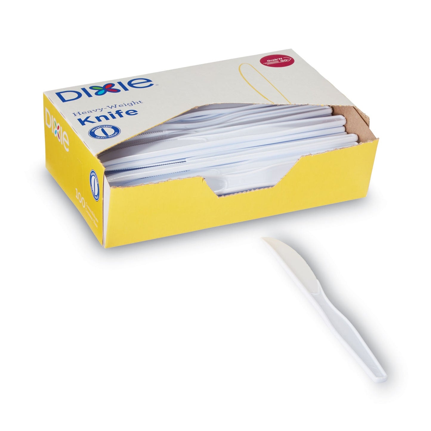 Dixie Plastic Cutlery, Heavyweight Knives, White, 1,000/Carton