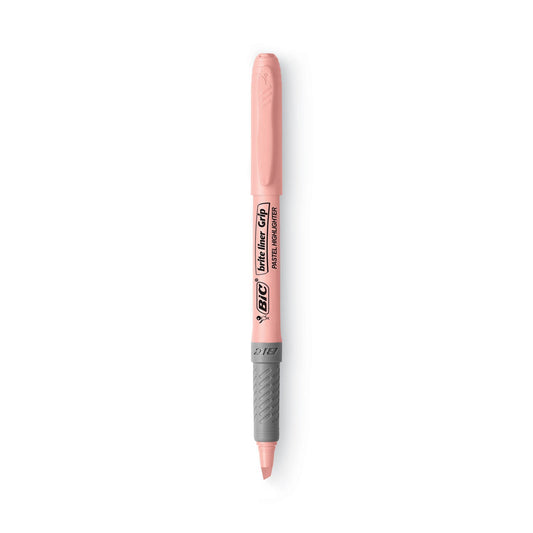 BIC Brite Liner Grip Pocket Highlighter, Assorted Ink Colors, Chisel Tip, Assorted Barrel Colors, 6/Pack