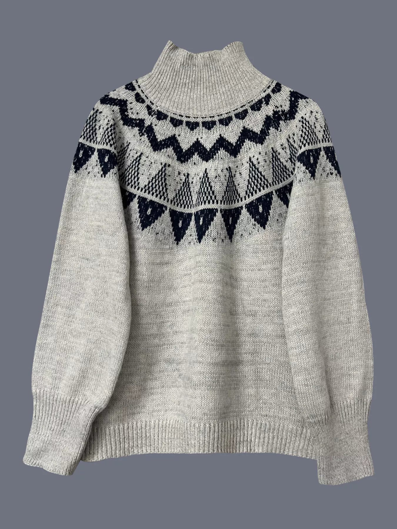 Nordic Pattern High Neck Sweater