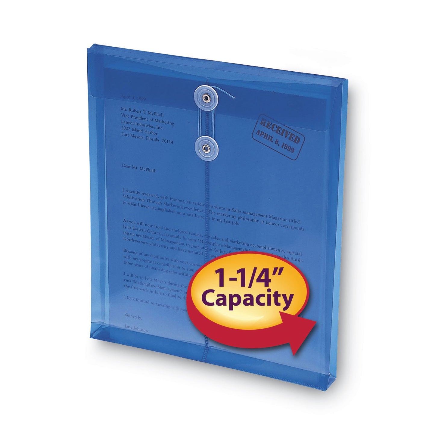 Smead Poly String and Button Interoffice Envelopes, Open-End (Vertical), 9.75 x 11.63, Transparent Blue, 5/Pack