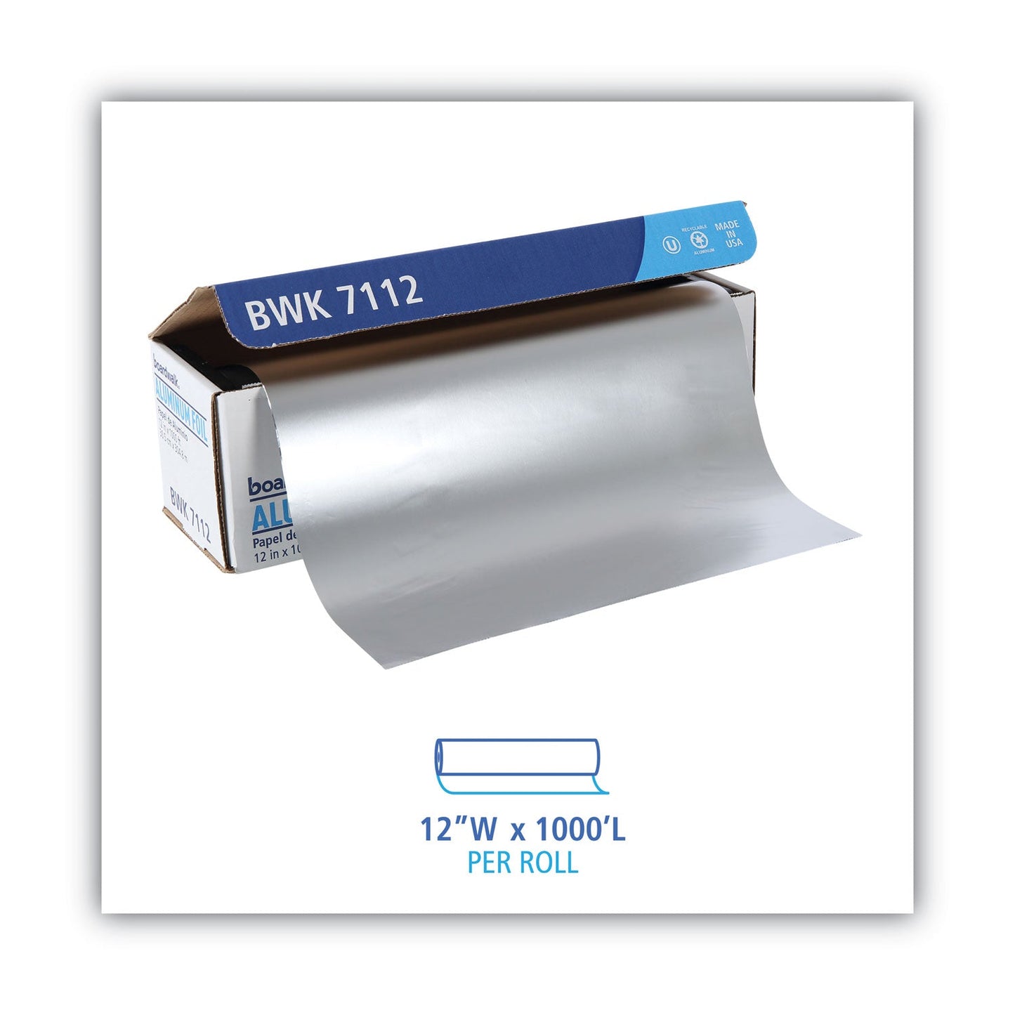 Boardwalk Standard Aluminum Foil Roll, 12" x 1,000 ft