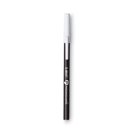 BIC PrevaGuard Ballpoint Pen, Stick, Medium 1 mm, Black Ink/Black Barrel, Dozen