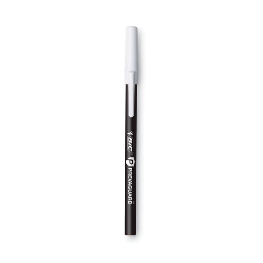 BIC PrevaGuard Ballpoint Pen, Stick, Medium 1 mm, Black Ink/Black Barrel, 8/Pack